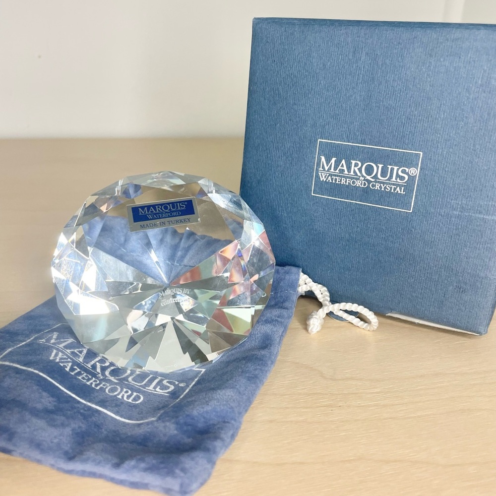 Marquise Waterford Crystal Diamond Shaped Paperweight with in Original Box NWT